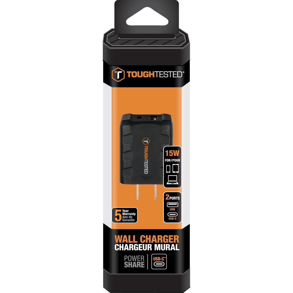 ToughTested Powershare 15W Dual USB Type-C & USB Type-A Wall Charger