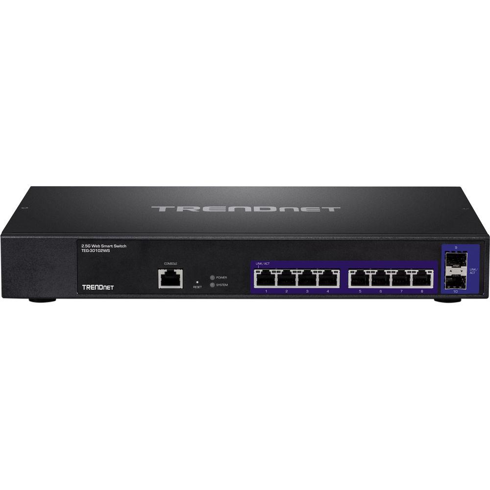 TRENDnet TEG-30102WS 10-Port 2.5GBASE-T Web Smart Switch with 2 x 10G SFP Slots