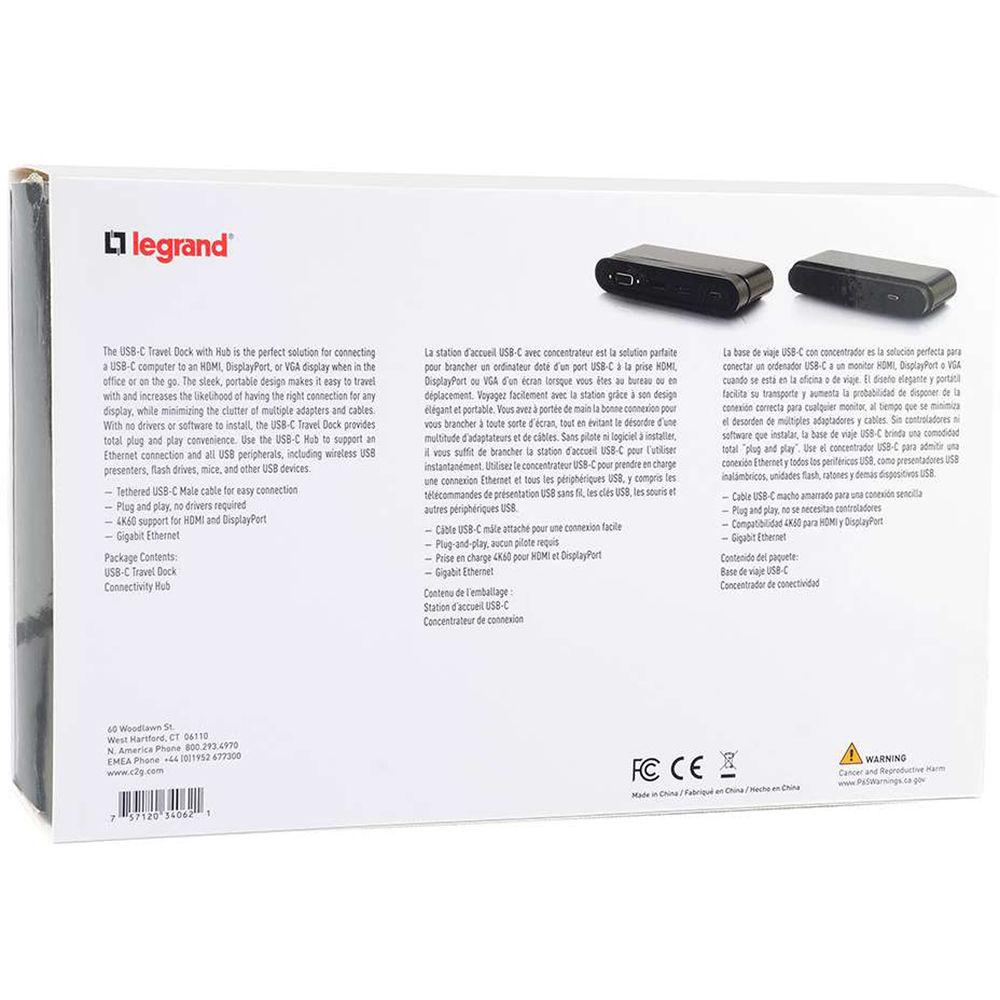 C2G USB-C Travel Dock With Hub