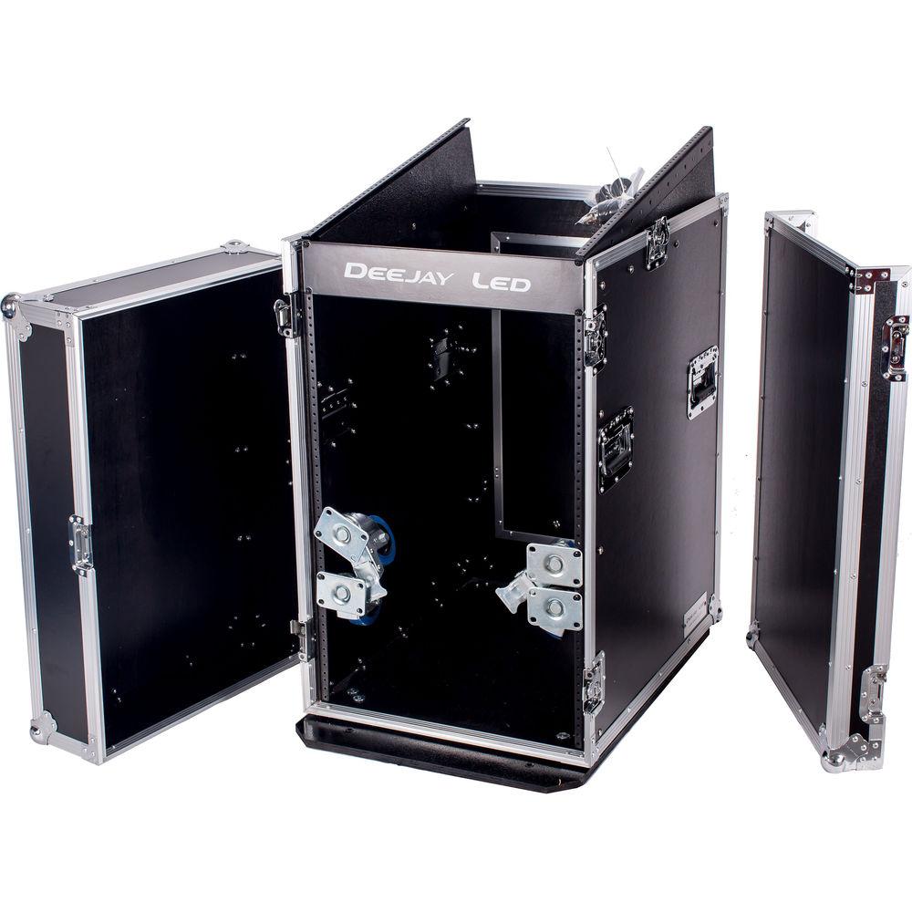 DeeJay LED 14 RU Slant Mixer Rack 16 RU Vertical Rack System with Caster Board