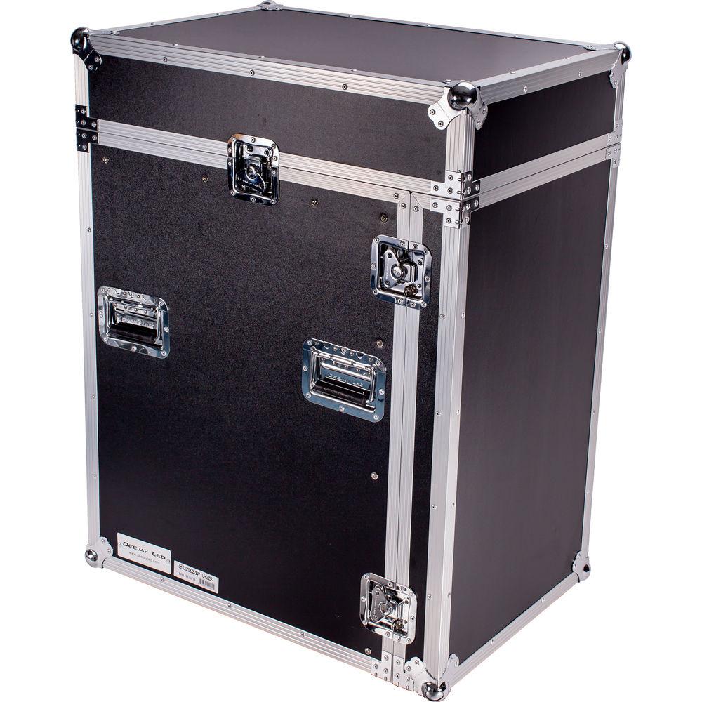 DeeJay LED 14 RU Slant Mixer Rack 16 RU Vertical Rack System with Caster Board