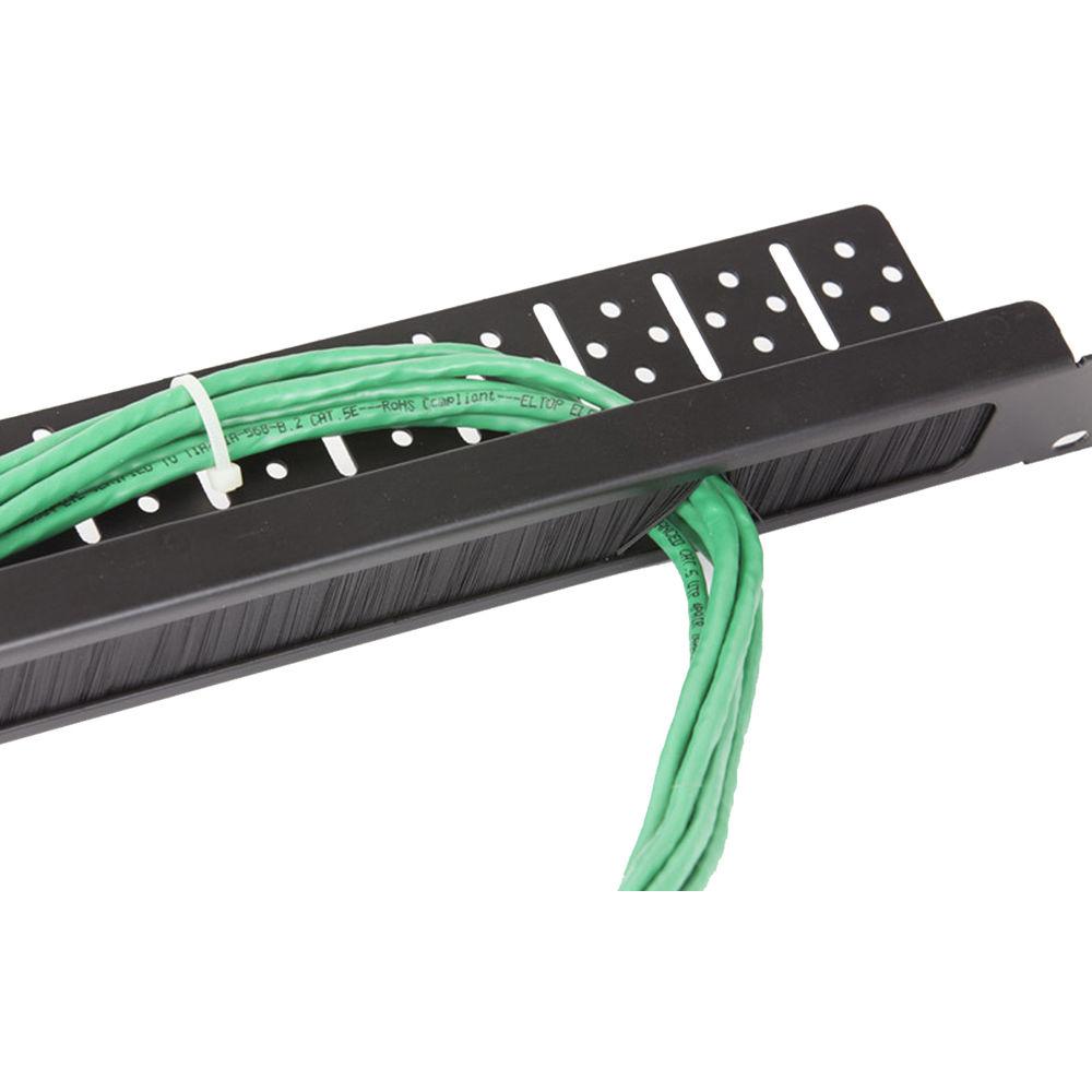 Lowell Manufacturing 19In Panel With Brush Strip For Cables, 2U