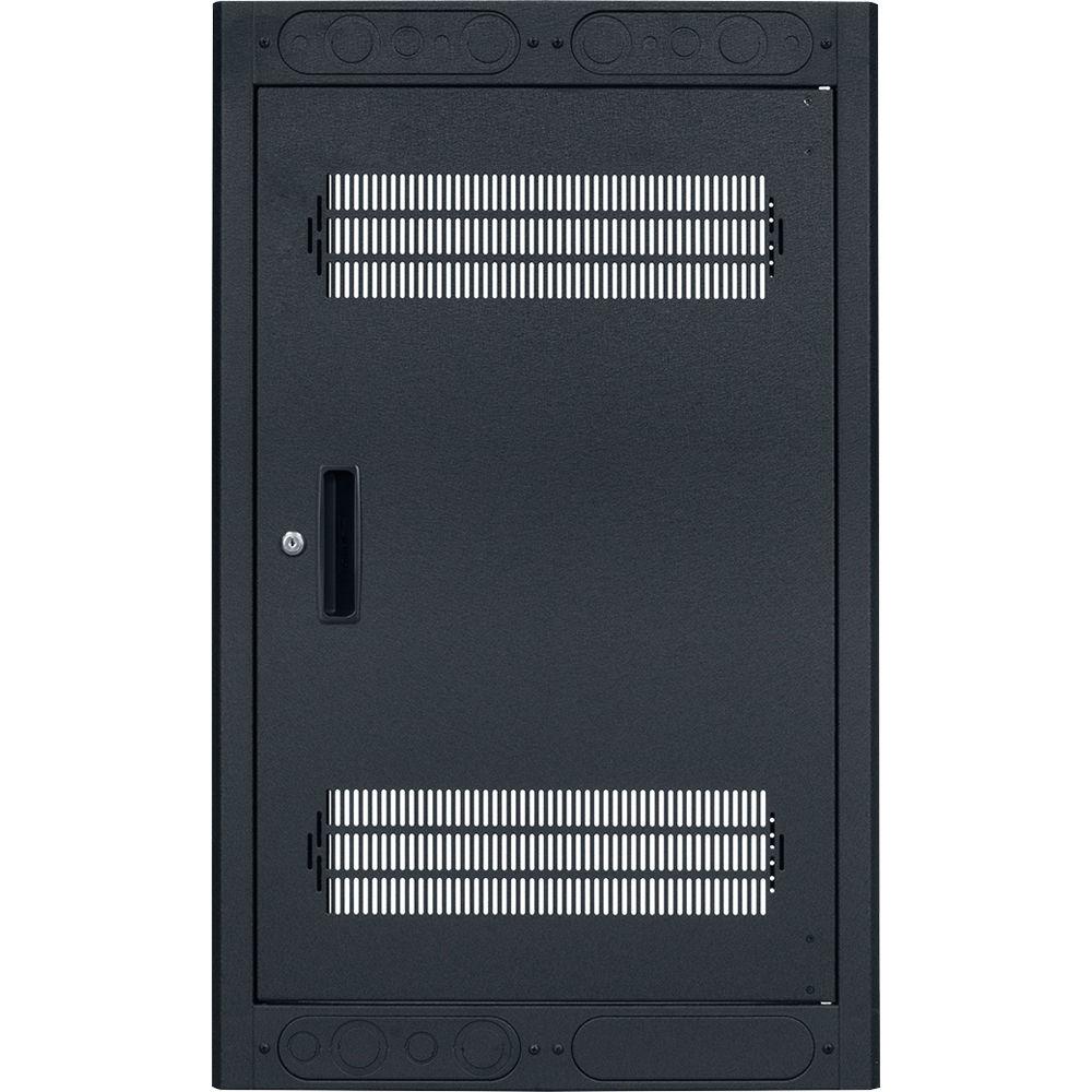 Lowell Manufacturing Rack-Enclosed-18U, 22In Deep, 1Pr Adj Rails, Rear Door, Black