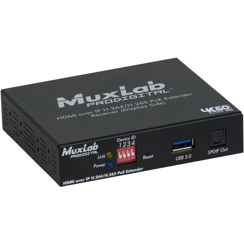 MuxLab HDMI over IP H.264 H.265 PoE Receiver