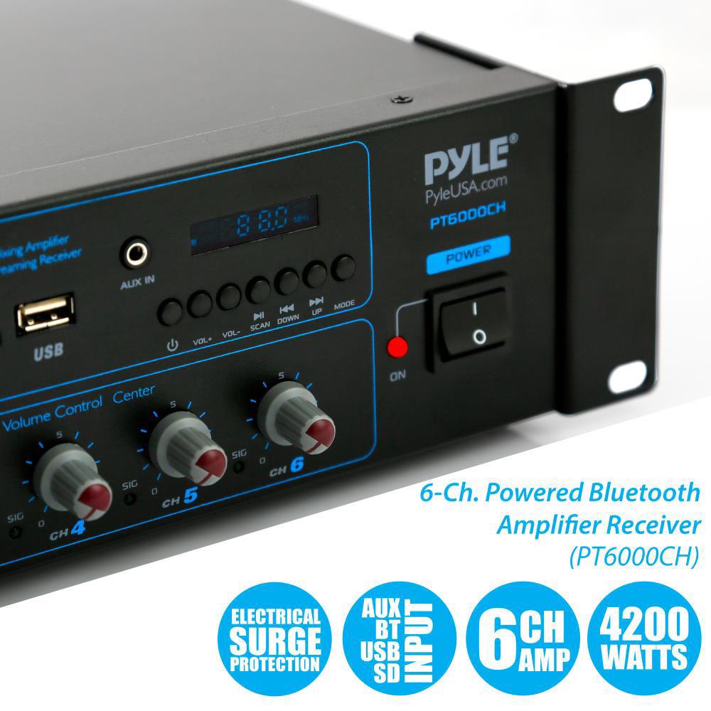 Pyle Pro PT6000CH 6-Channel Receiver with Bluetooth, Pyle, Pro, PT6000CH, 6-Channel, Receiver, with, Bluetooth