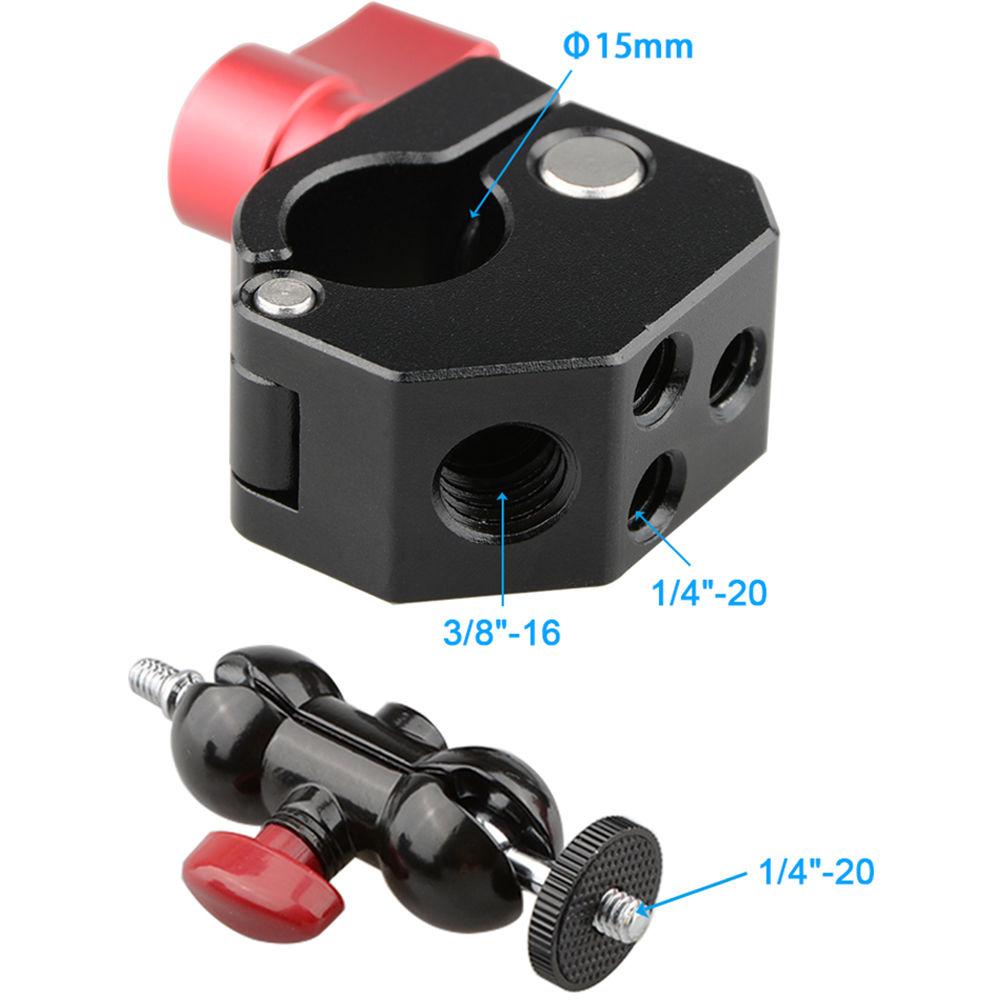 CAMVATE 15mm Quick Release Rod Clamp to Double Ball Head Mount