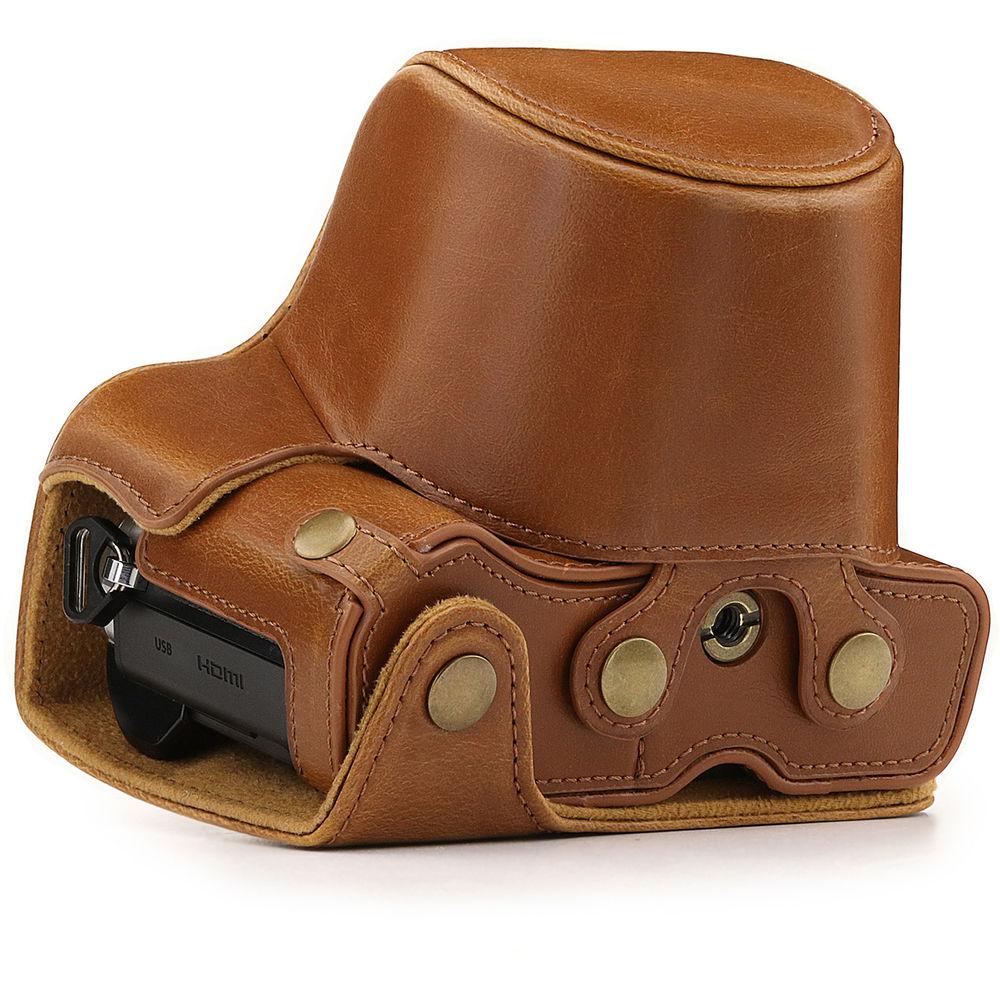 MegaGear Ever Ready Leather Camera Case for Olympus OM-D E-M10 Mark III with 14-42mm Lens