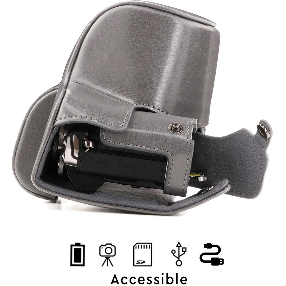 MegaGear Ever Ready Leather Camera Case for Olympus OM-D E-M10 Mark III with 14-42mm Lens