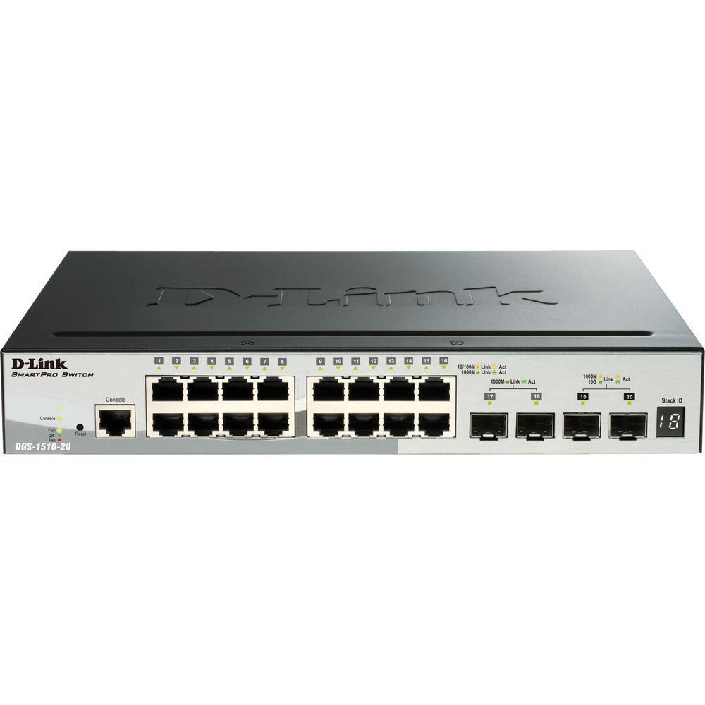 D-Link DGS-1510 Stackable 20-Port Smart Managed Switch with 10G Uplinks