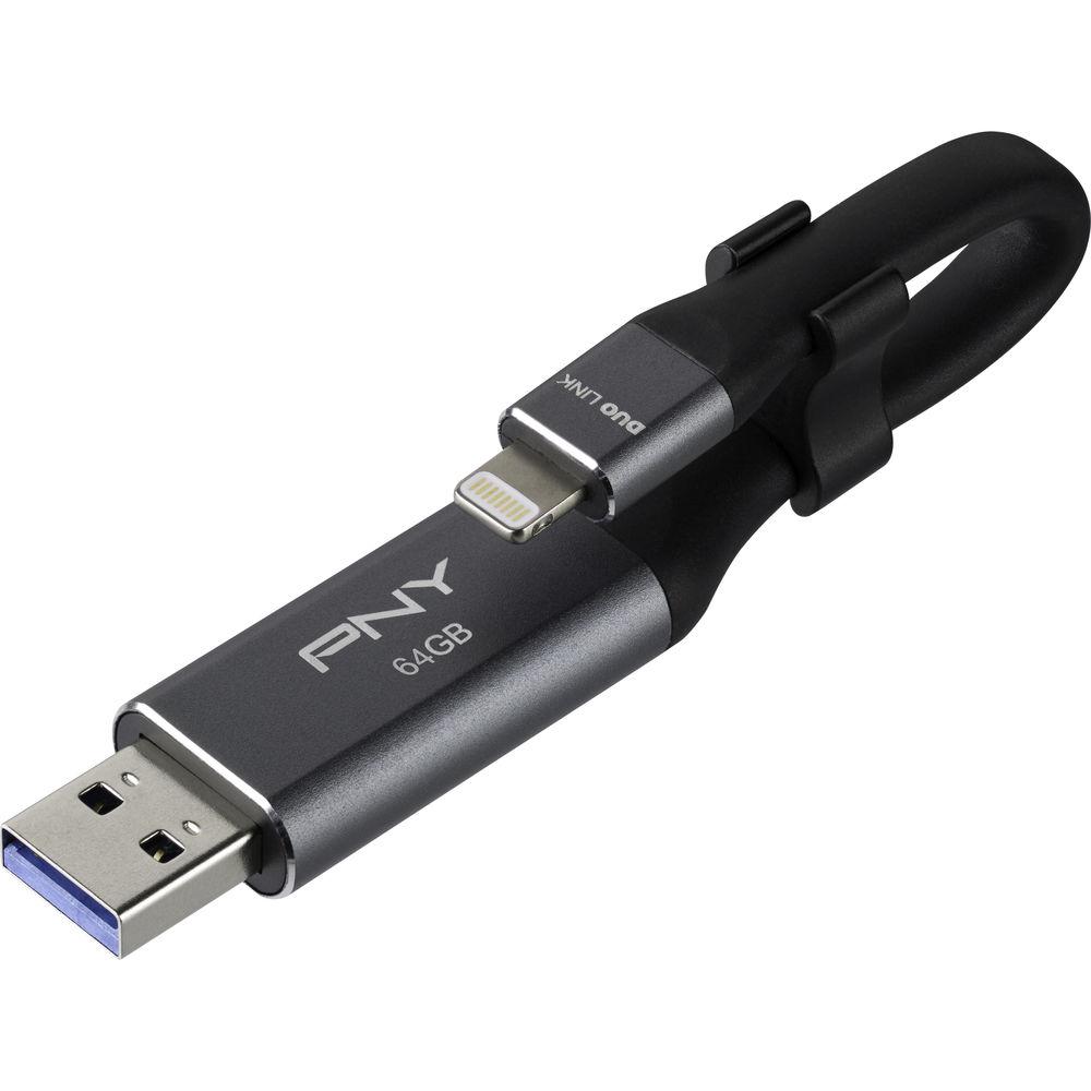 PNY Technologies DUO LINK USB 3.0 OTG Flash Drive for iPhone & iPad, PNY, Technologies, DUO, LINK, USB, 3.0, OTG, Flash, Drive, iPhone, &, iPad