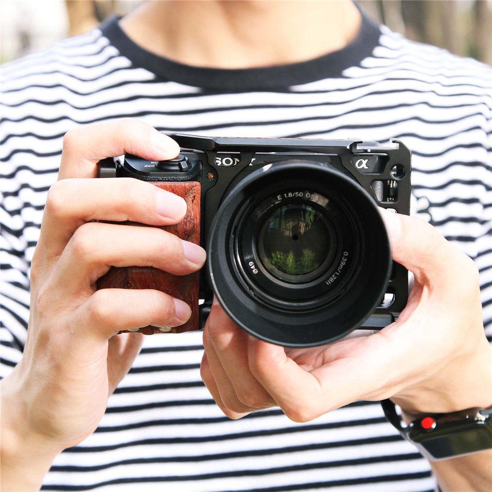SmallRig 2097 Camera Cage Kit with Wooden Grip for Sony a6500