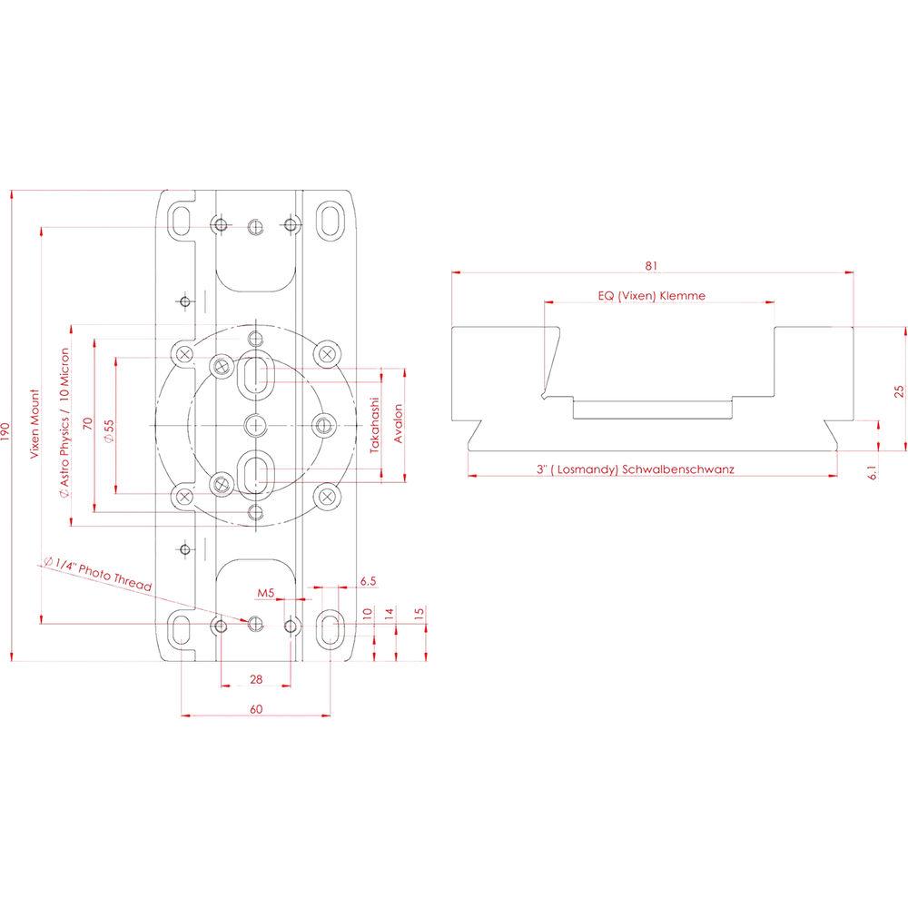 Alpine Astronomical Baader V190 PAN-EQ-Clamp Vixen-Style Saddle