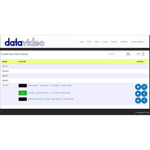 Datavideo NVS-25 H.264 Video Streaming Server with DVS-200 Cloud Server Streaming Service