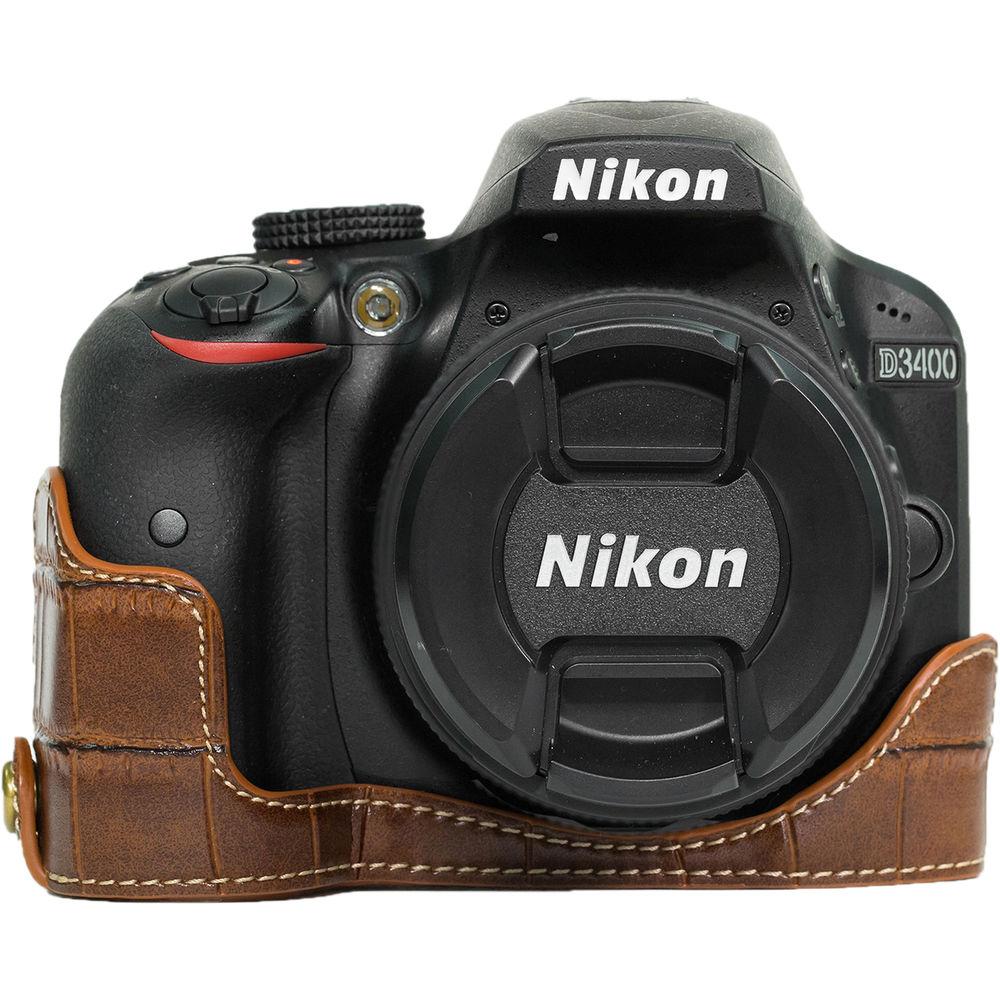 MegaGear Ever Ready PU Leather Half Case with Shoulder Strap for Nikon D3100-3400