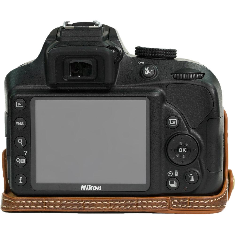 MegaGear Ever Ready PU Leather Half Case with Shoulder Strap for Nikon D3100-3400