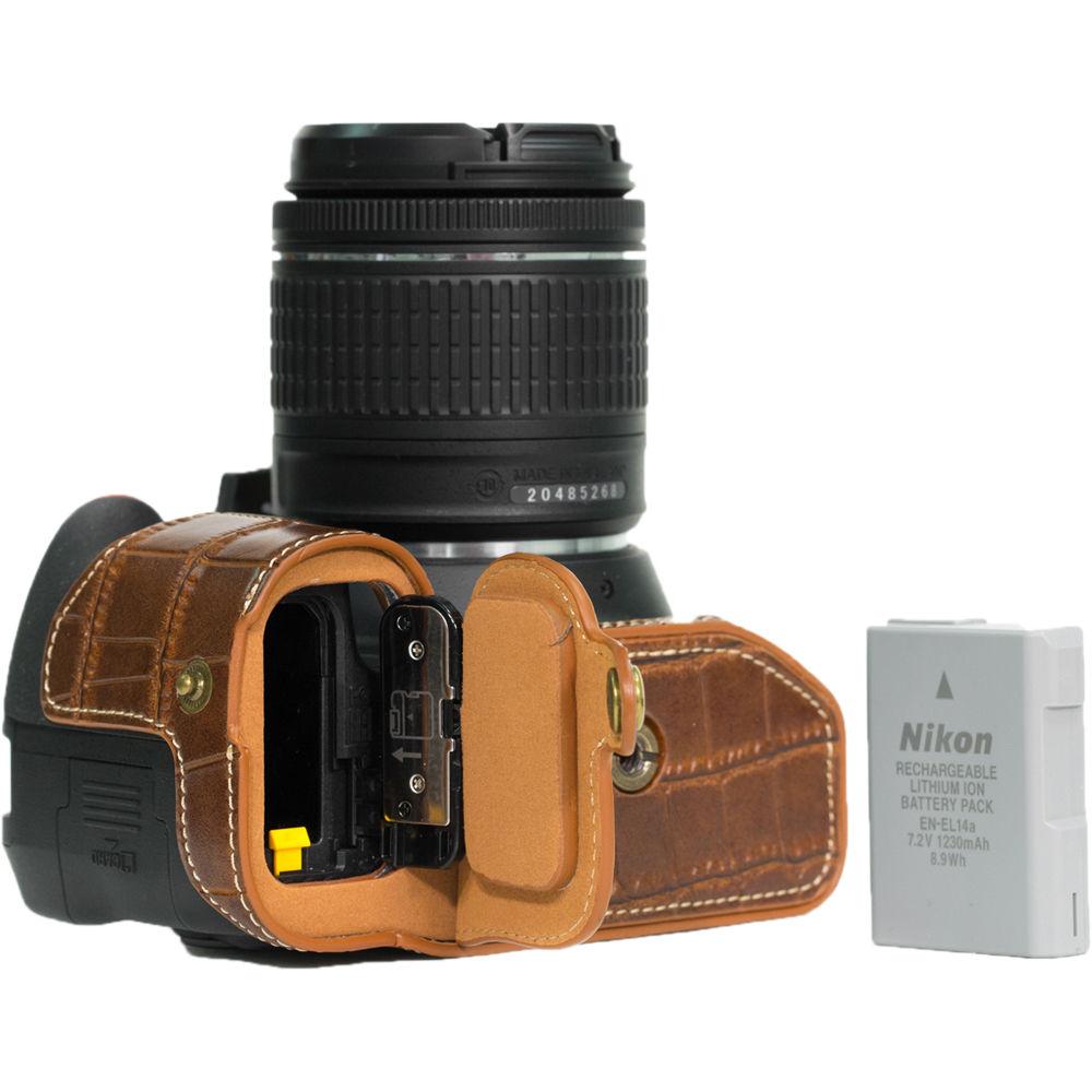 MegaGear Ever Ready PU Leather Half Case with Shoulder Strap for Nikon D3100-3400