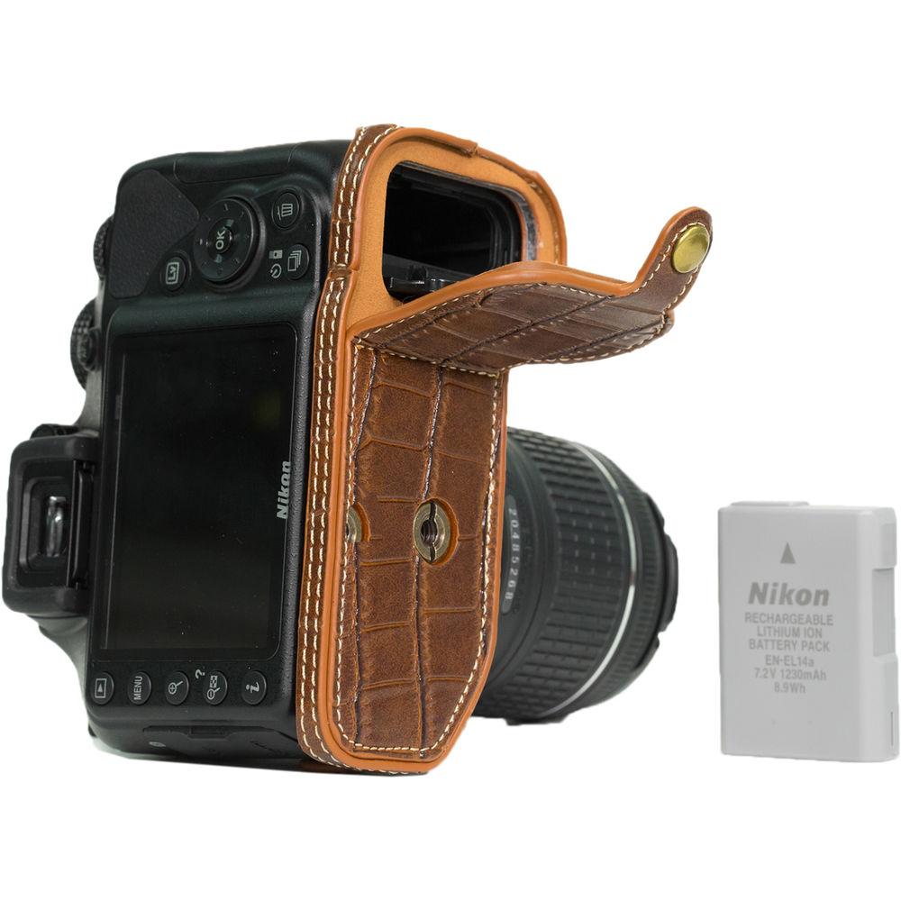 MegaGear Ever Ready PU Leather Half Case with Shoulder Strap for Nikon D3100-3400