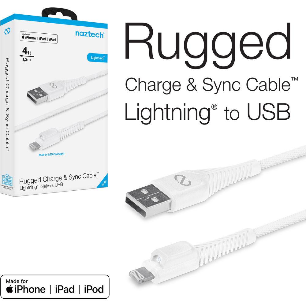 Naztech Rugged LED MFi Lightning Charge and Sync Cable