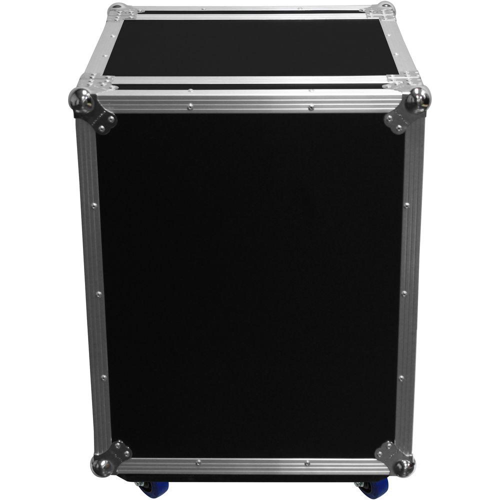 Odyssey Innovative Designs Flight Zone 14 RU Pro Amp Rack Flight Case with Wheels and Dual Rails
