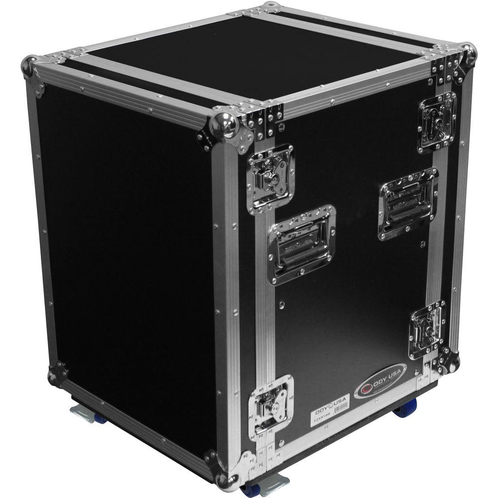 Odyssey Innovative Designs Flight Zone 14 RU Pro Amp Rack Flight Case with Wheels and Dual Rails