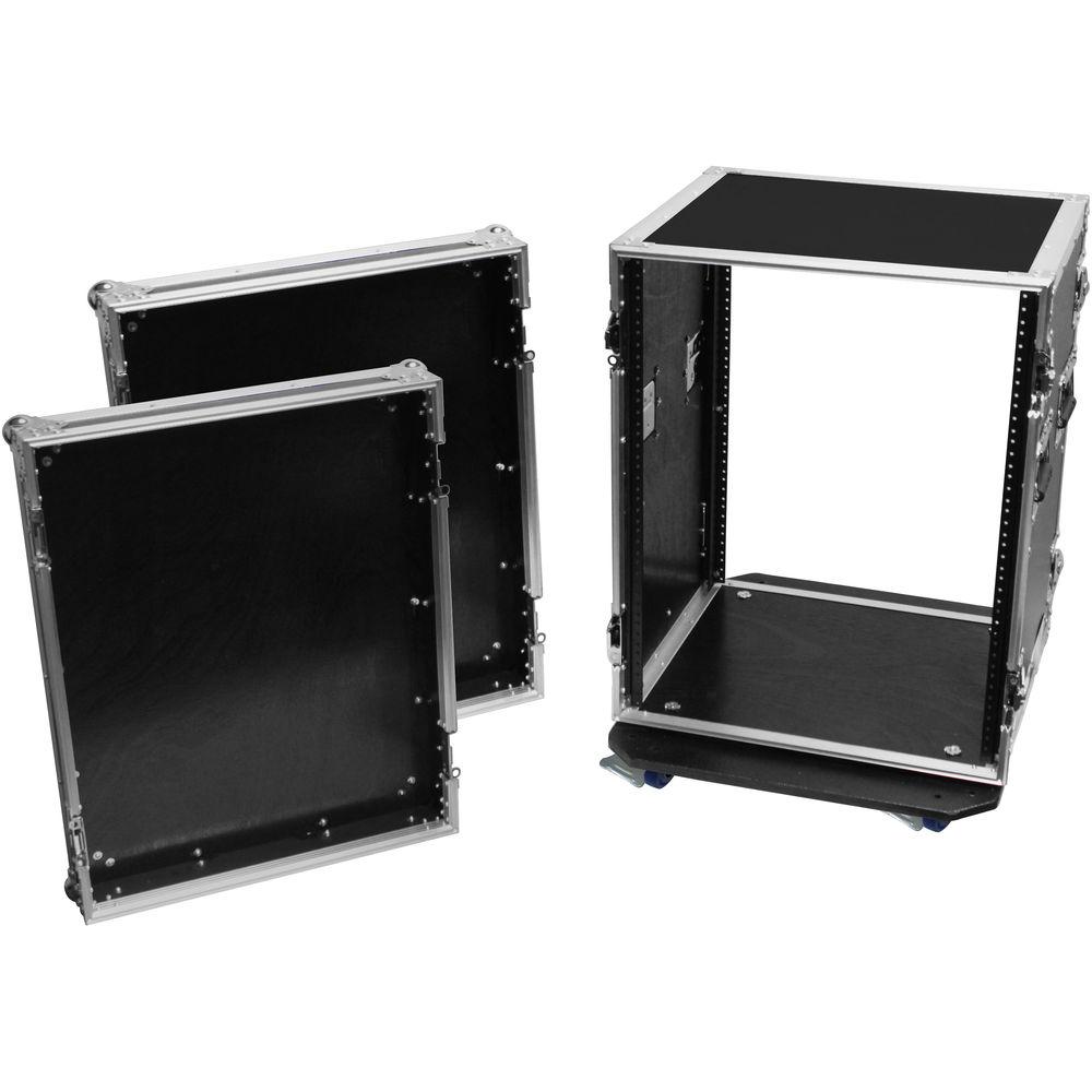 Odyssey Innovative Designs Flight Zone 14 RU Pro Amp Rack Flight Case with Wheels and Dual Rails