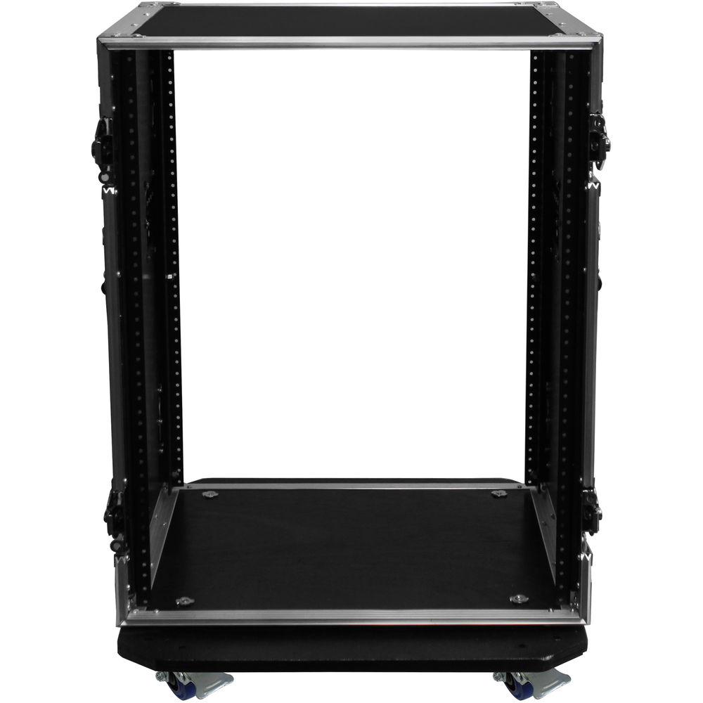 Odyssey Innovative Designs Flight Zone 14 RU Pro Amp Rack Flight Case with Wheels and Dual Rails