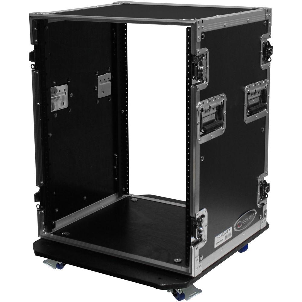 Odyssey Innovative Designs Flight Zone 14 RU Pro Amp Rack Flight Case with Wheels and Dual Rails