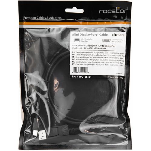 Rocstor Mini DisplayPort v1.2 Male to DisplayPort Male Adapter Cable