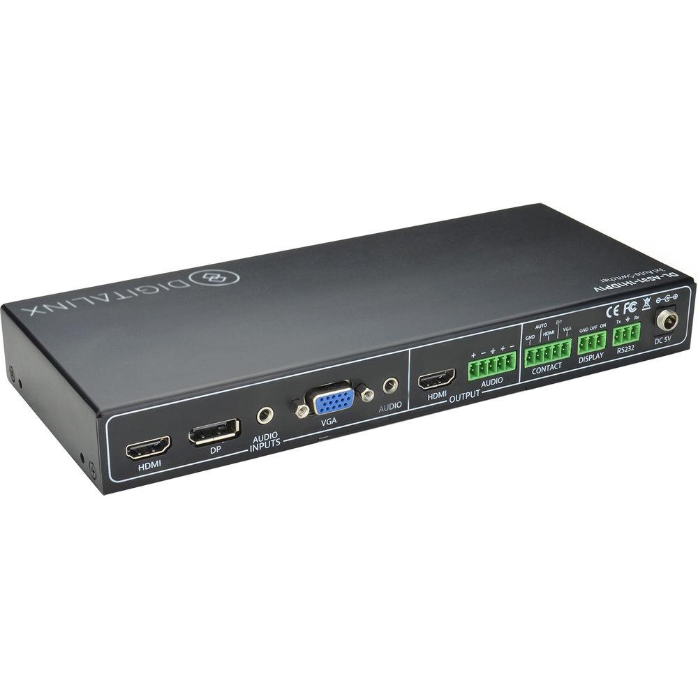 Digitalinx 3 x 1 Auto Switcher with 1 HDMI, 1 DisplayPort with Audio, & 1 VGA with Audio