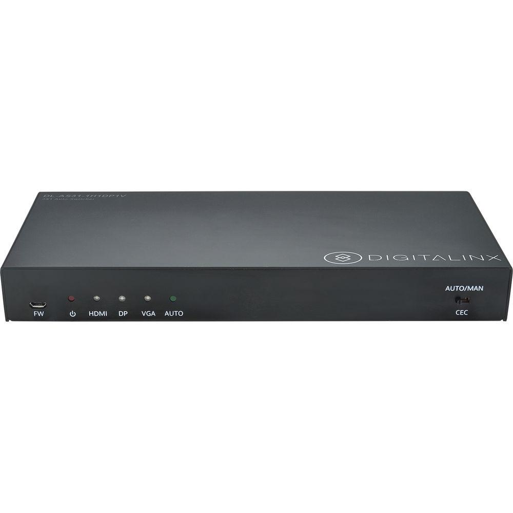 Digitalinx 3 x 1 Auto Switcher with 1 HDMI, 1 DisplayPort with Audio, & 1 VGA with Audio