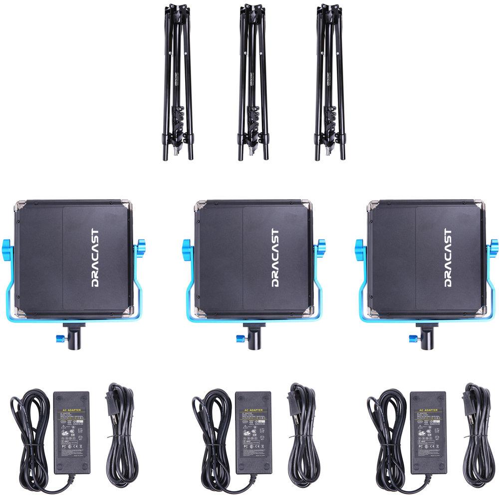 Dracast S-Series LED500 Plus Daylight LED 3-Light Kit with V-Mount Battery Plates