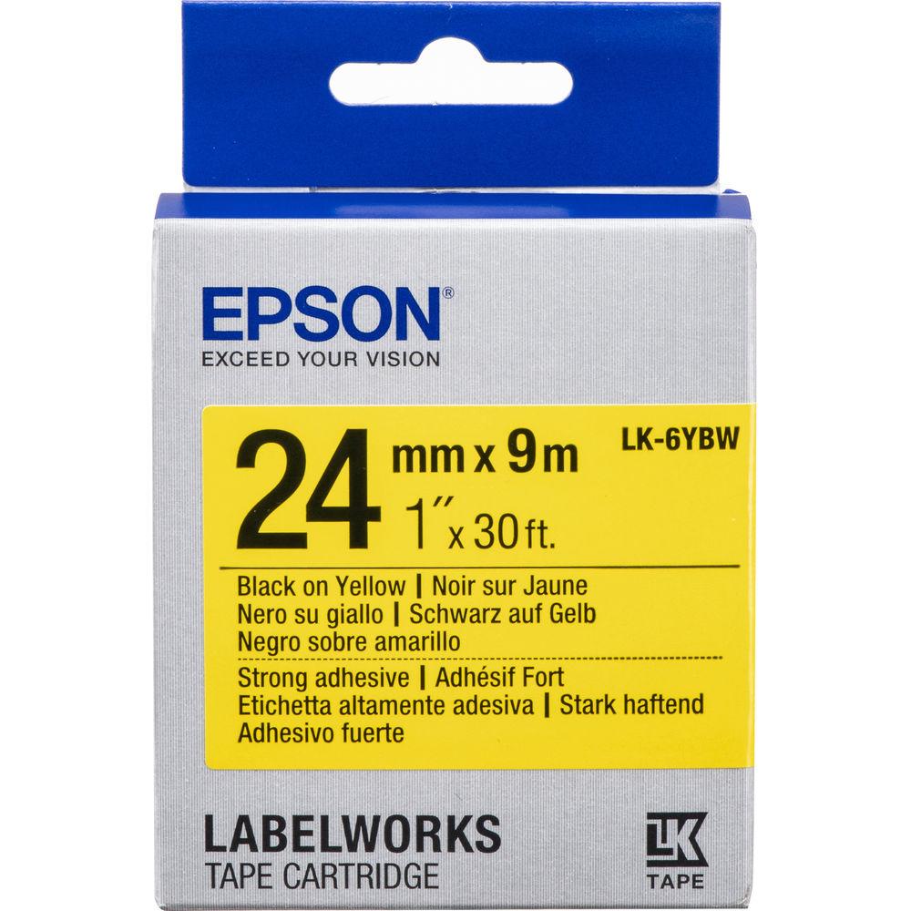 Epson LabelWorks Strong Adhesive LK Tape Black on Yellow Cartridge
