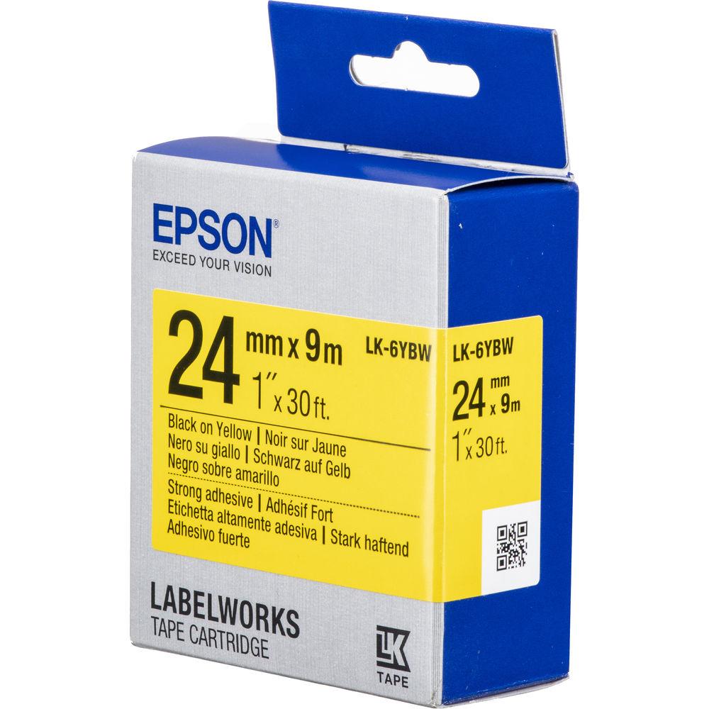 Epson LabelWorks Strong Adhesive LK Tape Black on Yellow Cartridge