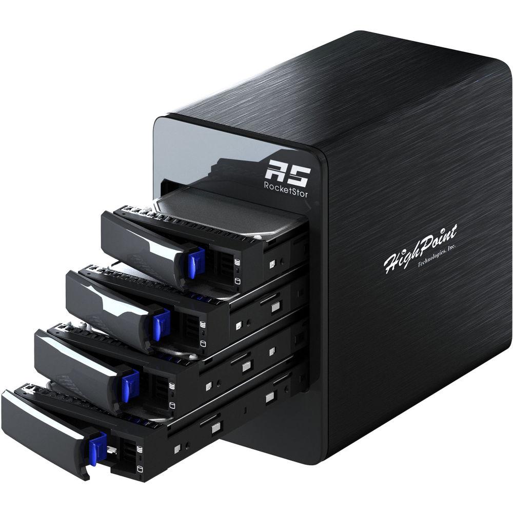 HighPoint RocketStor 6314B 4-Bay Thunderbolt 2 RAID Enclosure with Thunderbolt 3 Adapter