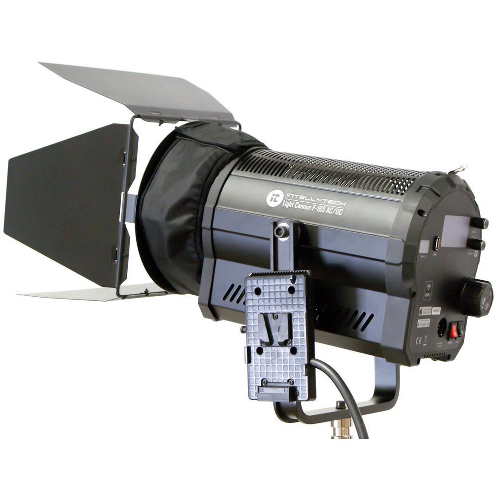Intellytech Light Cannon F-165 AC DC Bi-Color High Output LED Fresnel with Wi-Fi and Gold Mount Battery Plate