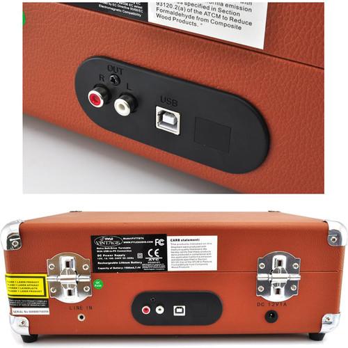 Pyle Pro PVTTBT6BR Portable Turntable with Bluetooth and USB