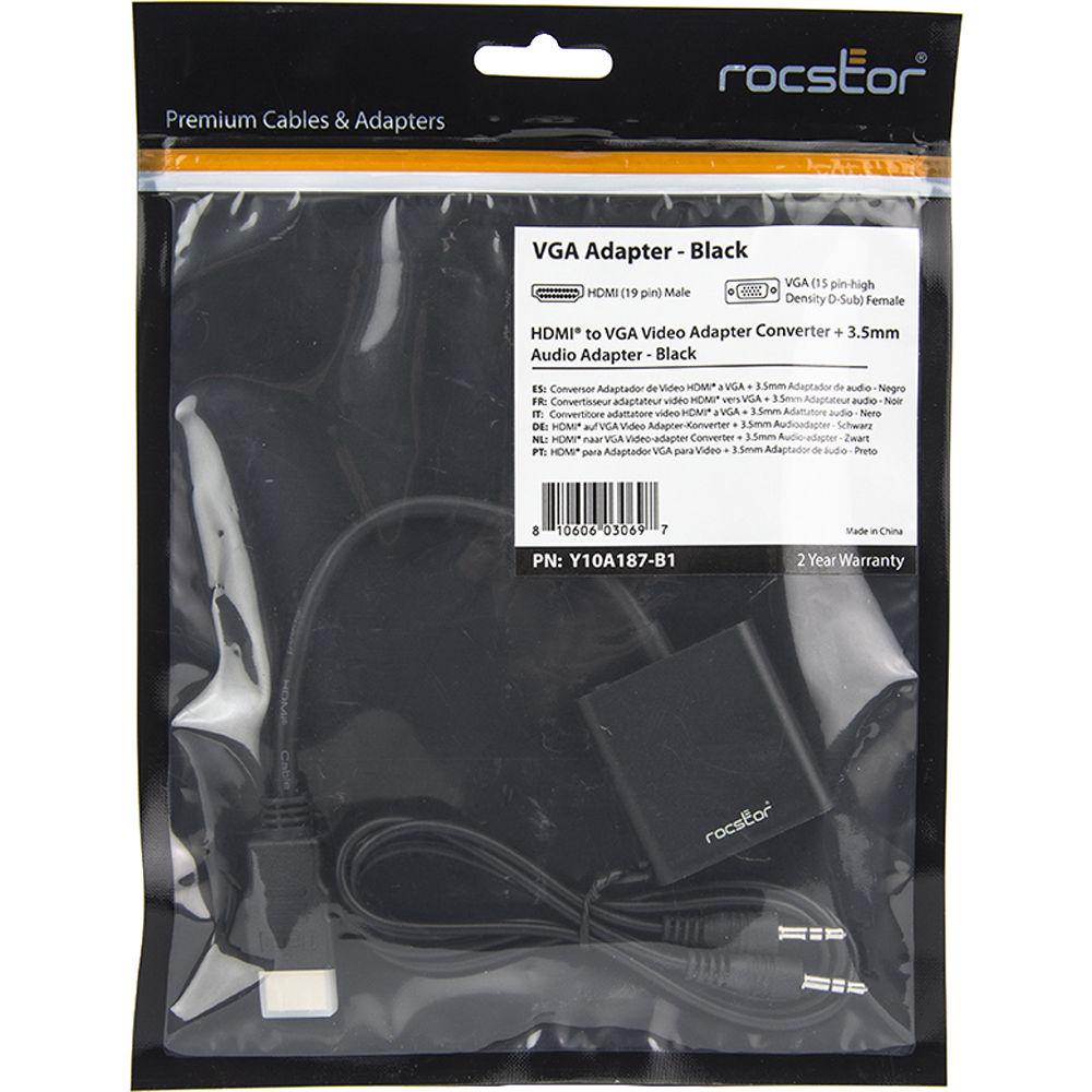 Rocstor 6" HDMI to VGA 3.5mm Audio Adapter