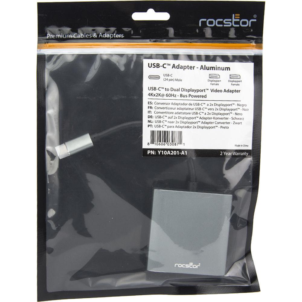 Rocstor USB-C to Dual Displayport Multi-Monitor Adapter
