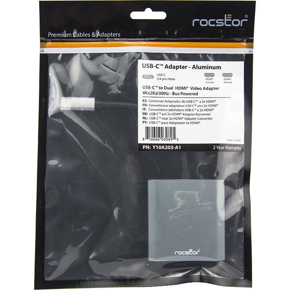 Rocstor USB-C to Dual HDMI Multi-Monitor Adapter