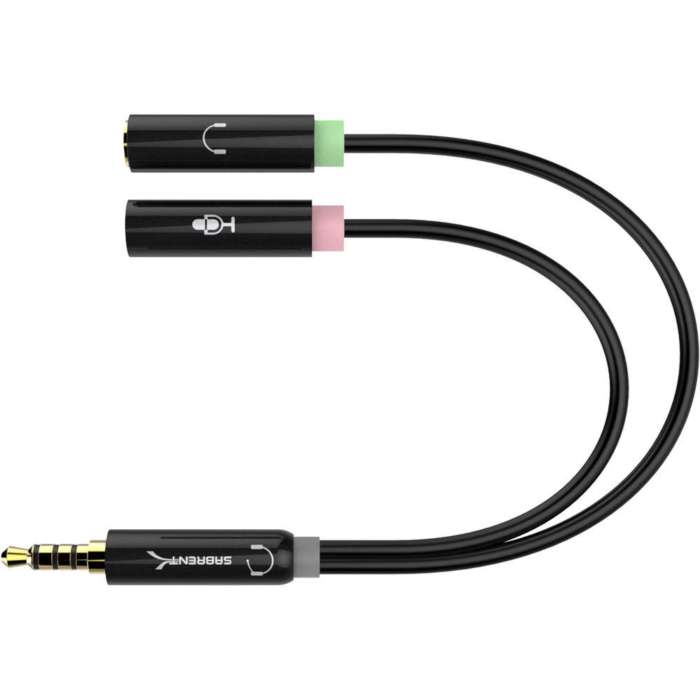 Sabrent 3.5mm Combo Headset to Microphone and Headphone Y-Splitter Cable