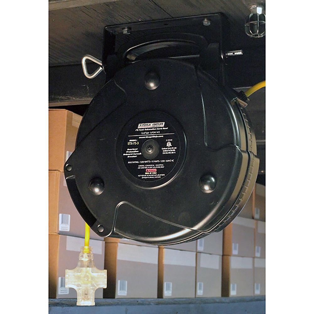 Stage Ninja 14-AWG 3-Outlet Retractable Power Reel with LED Power Indicator and Circuit Breaker