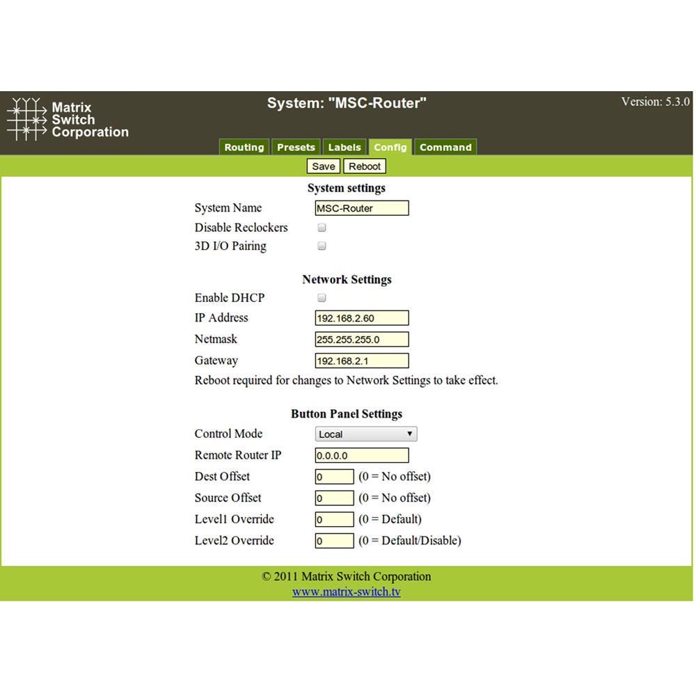 Matrix Switch 8 x 16 3G-SDI Video Router with Status Panel