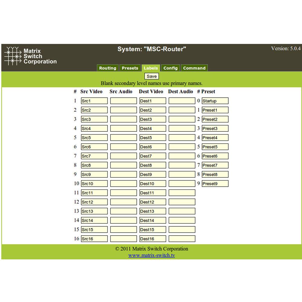 Matrix Switch 8 x 16 3G-SDI Video Router with Status Panel