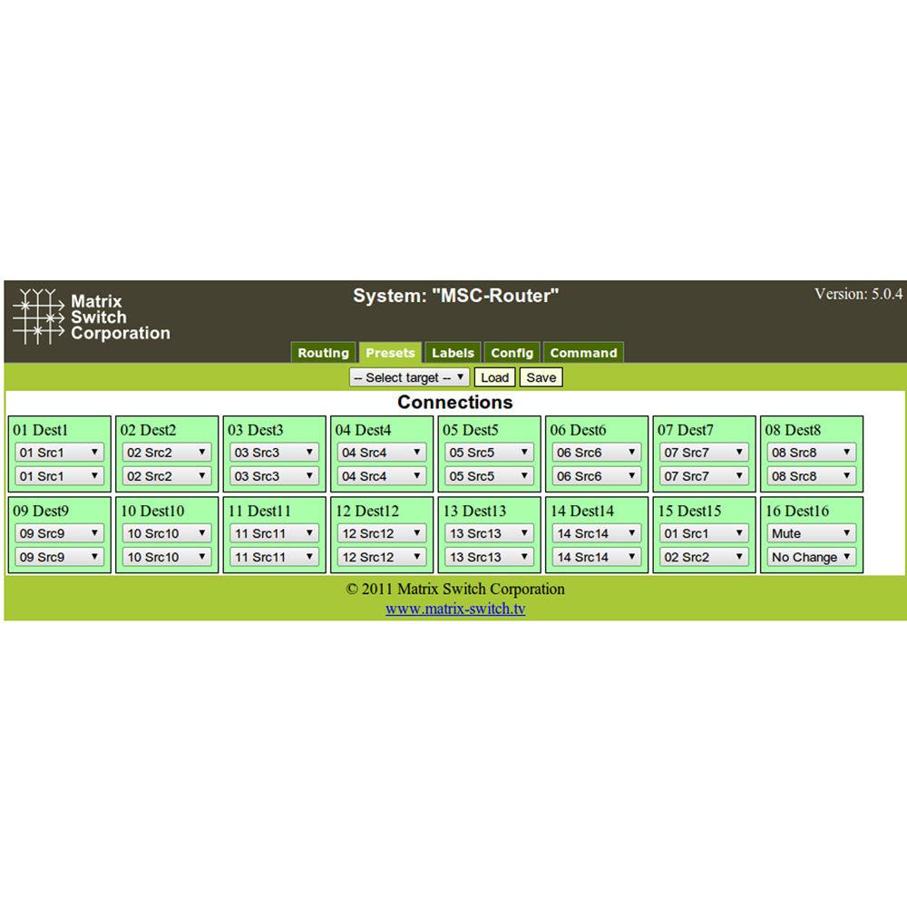 Matrix Switch 8 x 16 3G-SDI Video Router with Status Panel