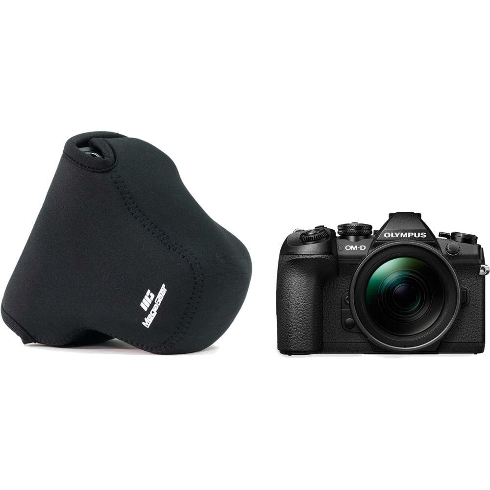 MegaGear MG1070 Ultra Light Neoprene Case with Carabiner for Olympus OM-D E-M1 Mark II with 12-40mm