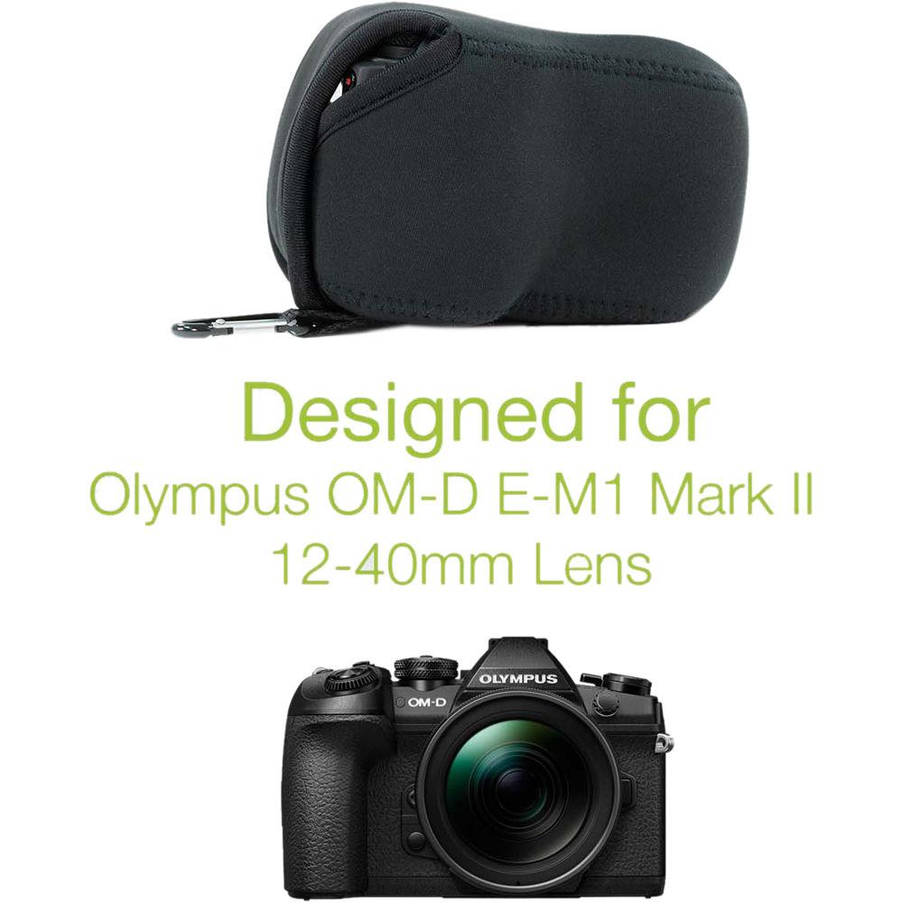 MegaGear MG1070 Ultra Light Neoprene Case with Carabiner for Olympus OM-D E-M1 Mark II with 12-40mm