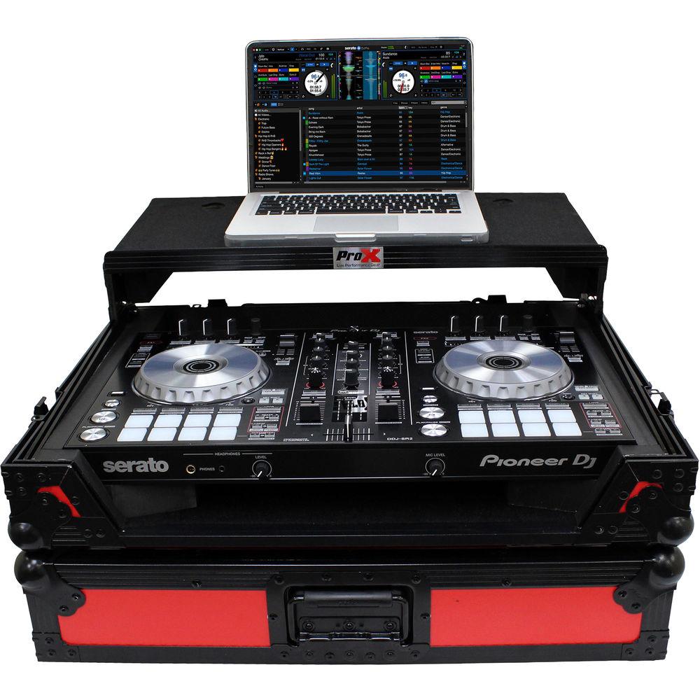 ProX Flight Case for Pioneer DDJ-SR2 Controller with Laptop Shelf and LED Kit