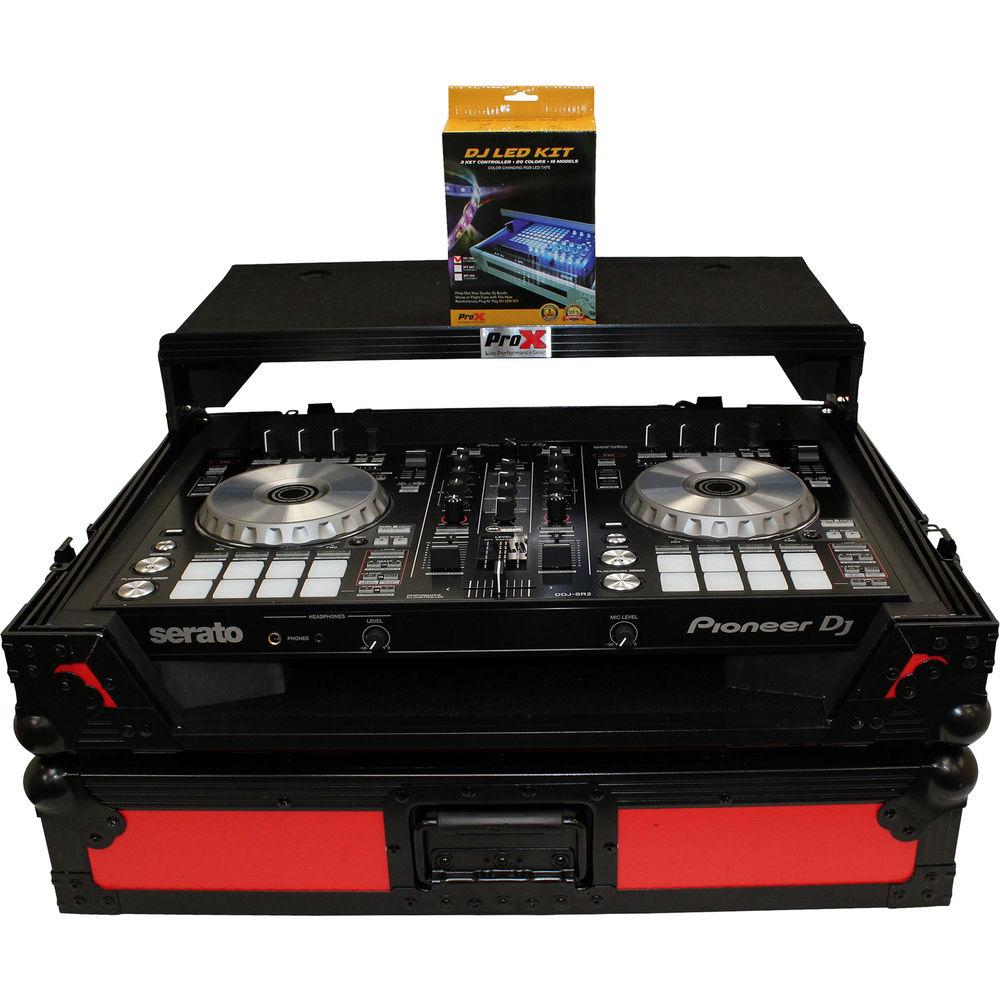 ProX Flight Case for Pioneer DDJ-SR2 Controller with Laptop Shelf and LED Kit