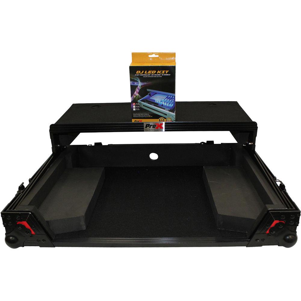ProX Flight Case for Pioneer DDJ-SR2 Controller with Laptop Shelf and LED Kit