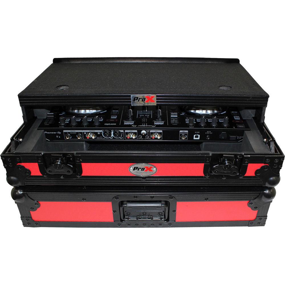 ProX Flight Case for Pioneer DDJ-SR2 Controller with Laptop Shelf and LED Kit